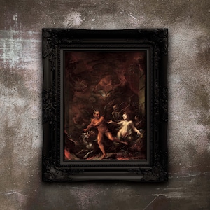 Porte dell'Inferno di Giacomo Del Po - Poster artistico macabro - Decorazione gotica per la casa - Dipinto oscuro su carta opaca di alta qualità