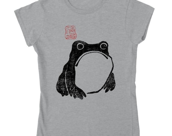 Unimpressed Frog. Womens T-Shirt, Vintage Style Art T-shirt by Matsumoto Hoji.