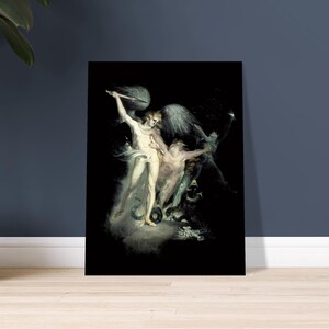 Satan & Death Occult Art Print | Goth Fantasy Poster | Vintage Satanic Wall Art Gift | John Henry Fuseli Print | Dark Academia Decor
