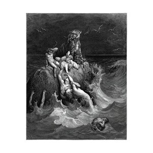 Deluge Poster - Gustave Dore Print of Noah&#39;s Apocalypse | Biblical & Occult Art | Digitally Remastered