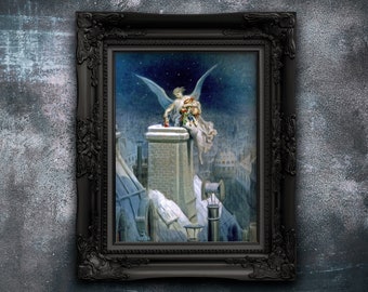 Angel of Christmas Eve by Gustave Dore | Classic Religious Art Print | Catholic Wall Decor | Premium Matte Christian Spiritual Poster Gift