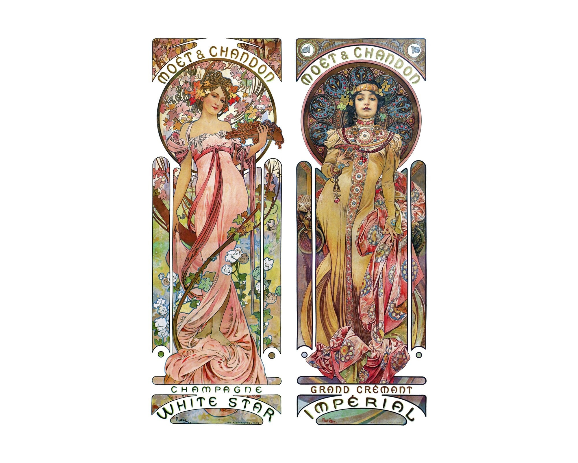 【額装セット】【DEATH NYC】Snoopy ×Alphonse Mucha Moet Champagne Alphonse Mucha Art Print. Art Nouveau. Mucha