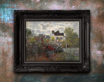 Rose Garden Oil Painting Print, Vintage Cottage Landscape Art, Muted Botanical Wall Decor, Floral Aesthetic Poster, Cottagecore Home Decor