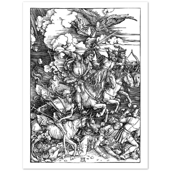アルブレヒト・デューラー：黙示録の四騎士、ルネサンス木版画 - Etsy 日本