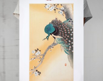 小原古邨「桜に孔雀」。ヴィンテージの日本版画。複製。額なし - Etsy 日本