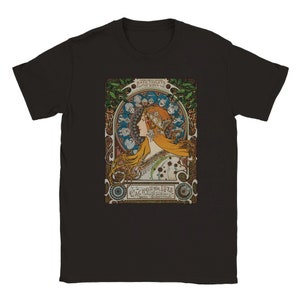 Alphonse Mucha T Shirt Zodiac or La Plume Art Nouveau Unisex Crewneck T-shirt