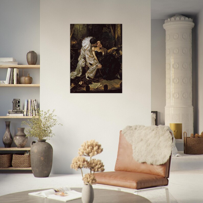 Pierrot’s Kiss Dark Romantic Art Print - Gothic Wall Decor, Moody Victorian Aesthetic Poster, Carlos Bonvalot Inspired Wall Art image 15