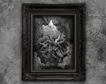 Impression d'art Gustave Dore « Bouche de l'enfer » : gravure du paradis perdu