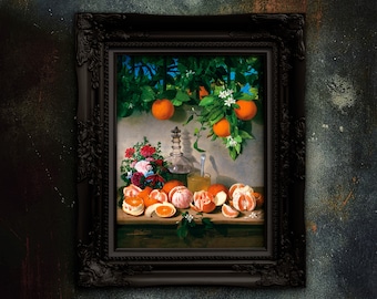 Rafael Romero Barros - Still life with oranges. Art Print. Premium Matte Paper Poster. Remastered. Unframed