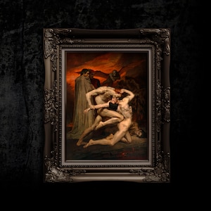 Dante and Virgil in Hell by William-Adolphe Bouguereau. Premium Matte Paper Poster. Art Print. Unframed. Remastered
