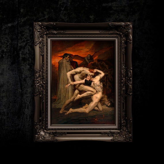 Dante and Virgil in Hell Art Print - Bouguereau Remastered Poster on Premium Matte Paper - Classic Art Gift