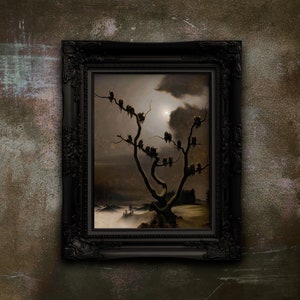 Stampa fantasma Fantasmi su un albero di Franz Sedlacek. Decorazione di Halloween. Poster di carta opaca di alta qualità