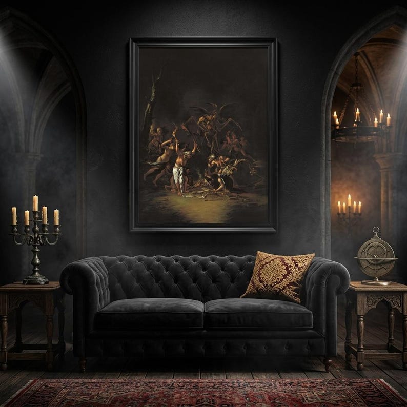 Pôster Salvator Rosa Witches Sabbath | Arte Oculta Gótica Sombria | Papel Fosco Premium | Decoração para Casa imagem 3