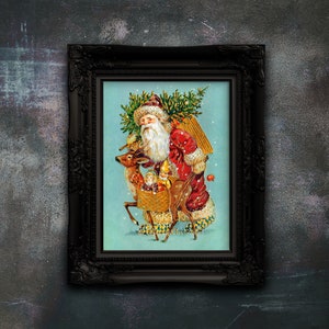 Vintage Santa Claus Print. Retro Santa Wall Art. Premium Art Print. Unframed. Premium Matte Paper Poster