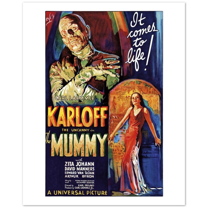 The Mummy (1932) Movie Poster: Boris Karloff, Classic Horror Art - Etsy