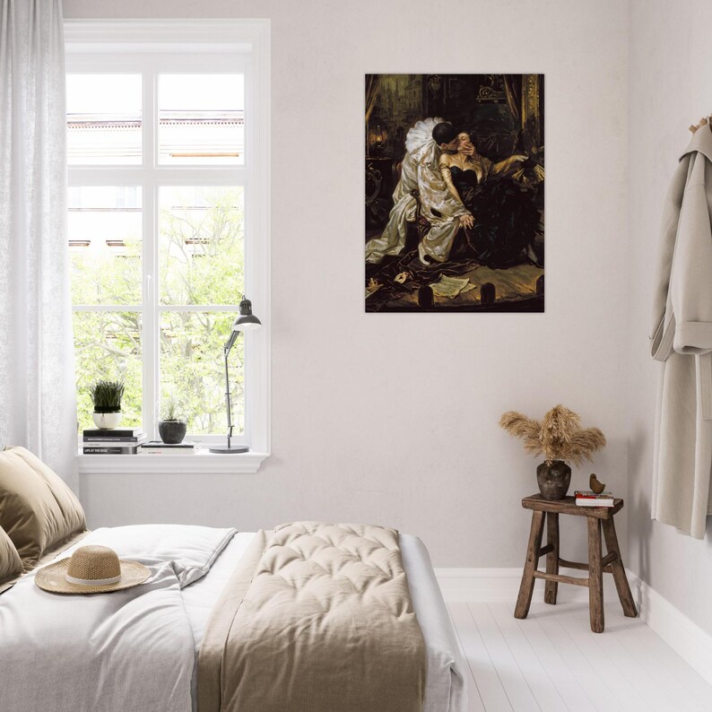 Pierrot’s Kiss Dark Romantic Art Print - Gothic Wall Decor, Moody Victorian Aesthetic Poster, Carlos Bonvalot Inspired Wall Art image 11