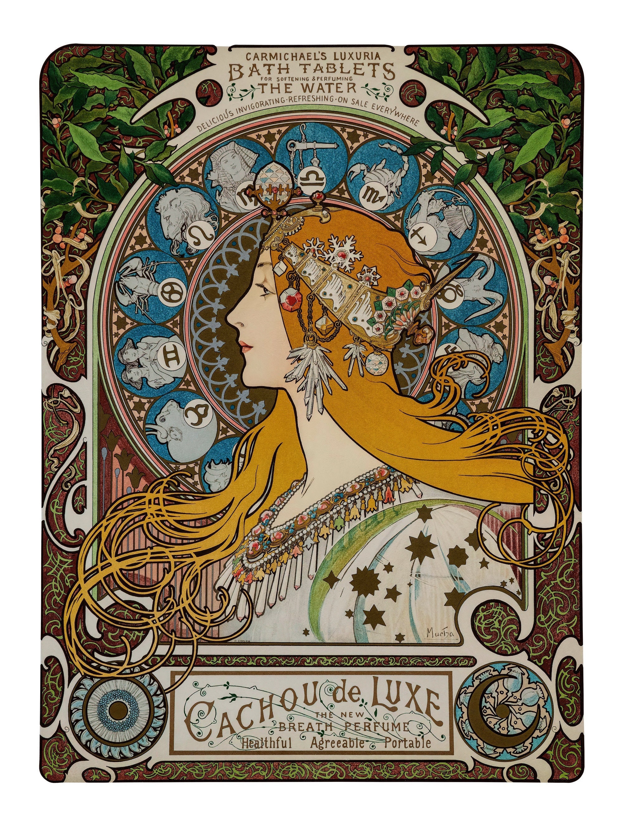 Zodiac. Alphonse Mucha Print. Art Nouveau Mucha Wall Art