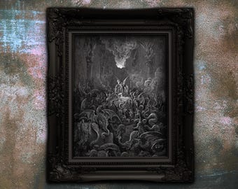 Dreadful Was the Din Gustave Dore Paradise Lost Poster, Satan Triumphant Art Print, Dark Academia Wall Decor, Gothic Literature Gift