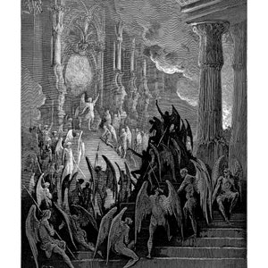 Gustave Dore Satan i rådet Konsttryck | Mörkt ockult Paradise Lost Väggdekor | Gotisk mytologisk gravyr Matt Poster | Dark Academia bild 8
