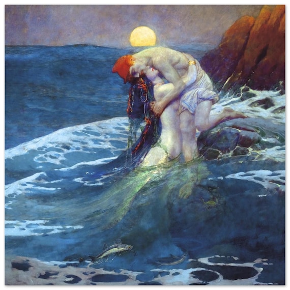 Howard Pyle Mermaid Art Print: Vintage Art Nouveau, Fantasy Wall Decor