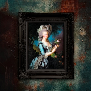 Antique Oil Painting Female Portrait of Marie Antoinette by Le Brun on Premium Matte Paper. Unframed
