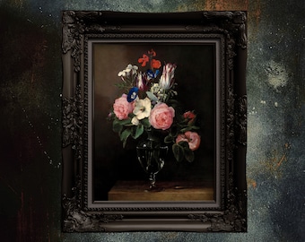 Impression florale lunatique : nature morte Cottagecore sombre