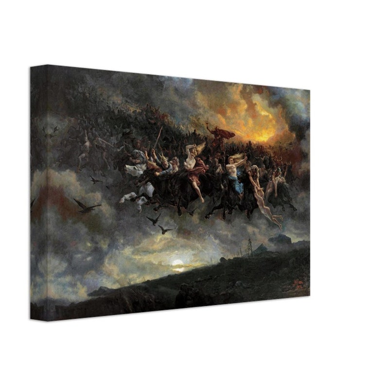 Wild Hunt of Odin Canvas Art: Norse Mythology Print 20x30 cm / 8x12″