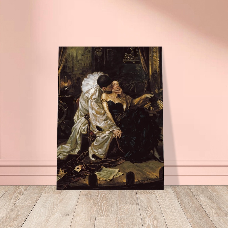 Pierrot’s Kiss Dark Romantic Art Print - Gothic Wall Decor, Moody Victorian Aesthetic Poster, Carlos Bonvalot Inspired Wall Art image 13