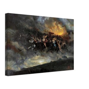 Wild Hunt of Odin Canvas Art: Norse Mythology Print 30x45 cm / 12x18″