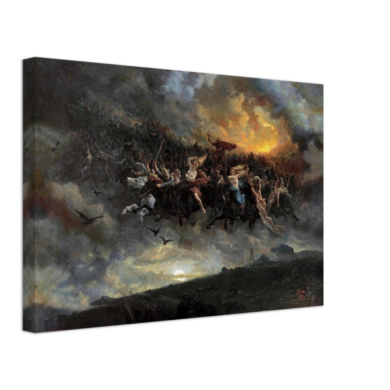 Wild Hunt of Odin Canvas Art: Norse Mythology Print 30x45 cm / 12x18″