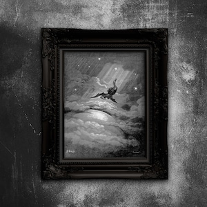 Lucifer The Fallen Angel Vintage Poster | Gothic Home Décor | Occult Art Print | Paradise Lost by Gustav Dore