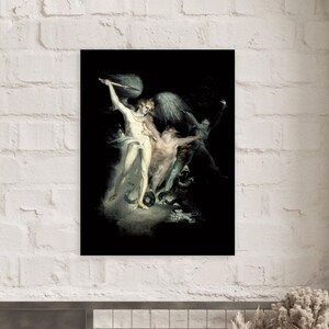 Satan & Death Occult Art Print | Goth Fantasy Poster | Vintage Satanic Wall Art Gift | John Henry Fuseli Print | Dark Academia Decor