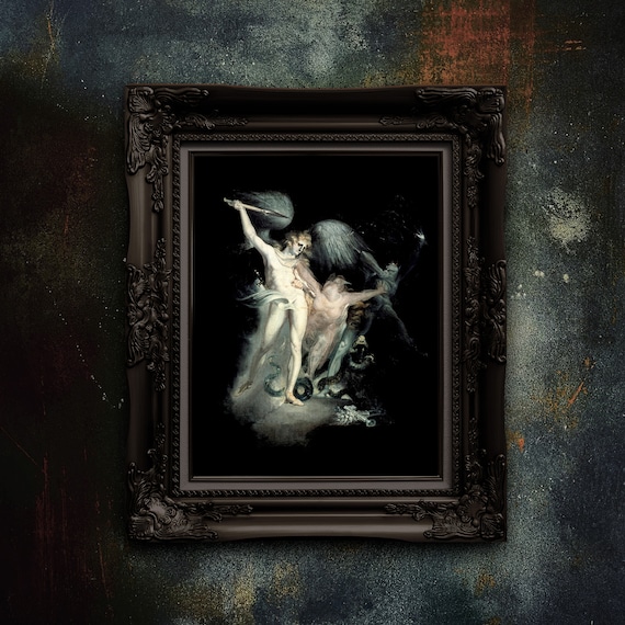 Fuseli's Satan and Death - Satanic Art Print -  Goth Fantasy Poster - Wall Art Gift - Matte Paper