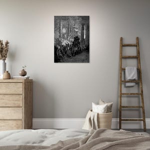 Gustave Dore Satan i rådet Konsttryck | Mörkt ockult Paradise Lost Väggdekor | Gotisk mytologisk gravyr Matt Poster | Dark Academia bild 16