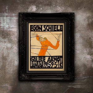 Egon Schiele Print | 1915 Arnot Gallery Exhibition Poster | Classic Home & Office Decor