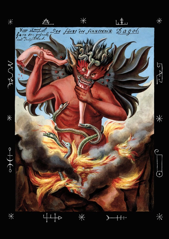 悪魔学のアートプリント、18世紀のルシファーのイラスト - Etsy 日本