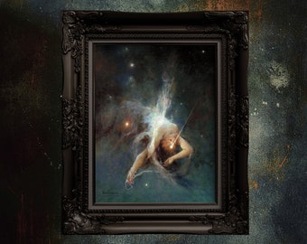 Stampa artistica Falling Star: Dark Academia Gothic Celestial Wall Art