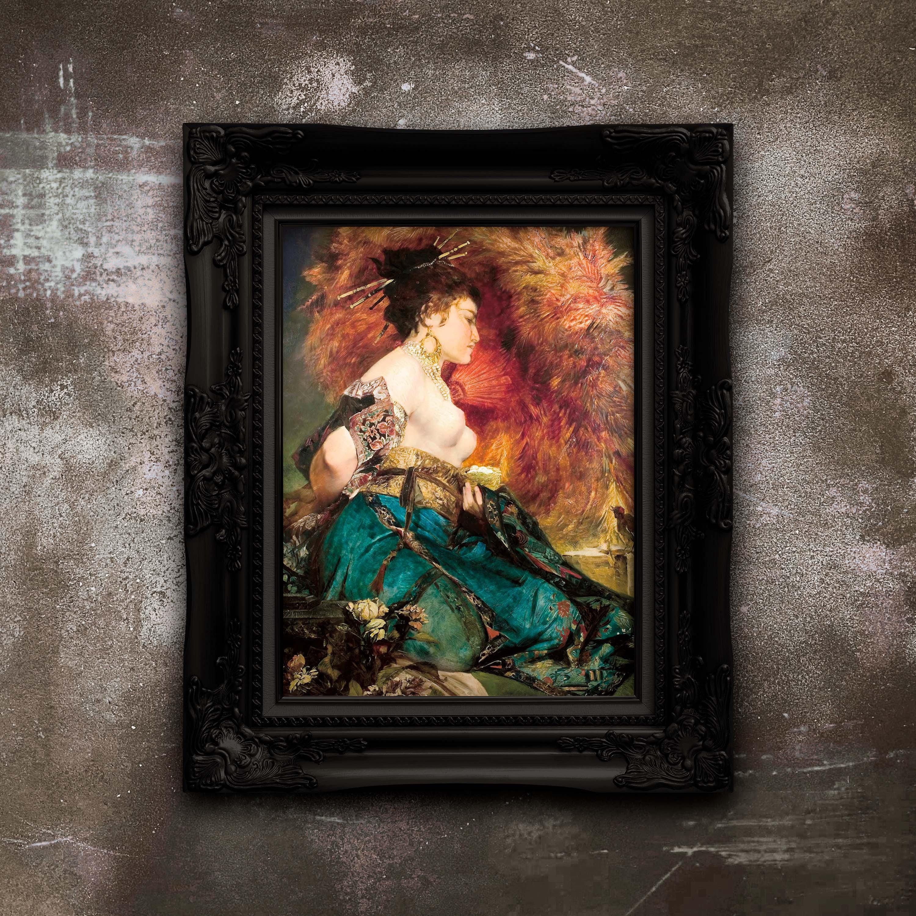 日本の着物アートプリント：ハンス・マカルトによるヴィンテージ女性の