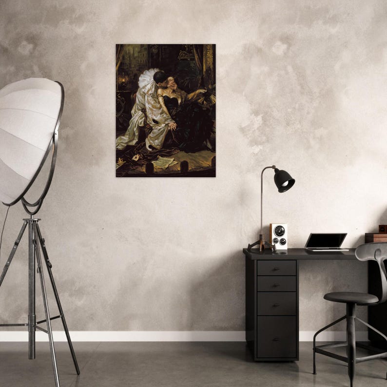 Pierrot’s Kiss Dark Romantic Art Print - Gothic Wall Decor, Moody Victorian Aesthetic Poster, Carlos Bonvalot Inspired Wall Art image 19