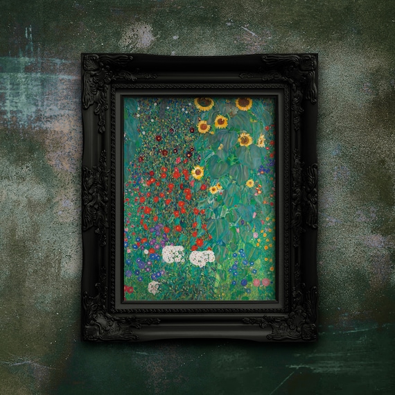 Gustav Klimt "Farm Garden with Sunflowers" Vintage Art Print | Matte Poster | Museum Quality Wall Art | Boho Home Decor Gift