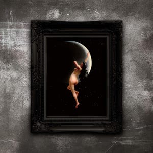 Moon Nymph Poster - Dark Academia Fine Art Print by Ricardo Falero - Gothic Home Decor & Celestial Whimsy