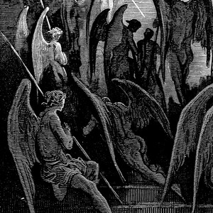 Gustave Dore Satan i rådet Konsttryck | Mörkt ockult Paradise Lost Väggdekor | Gotisk mytologisk gravyr Matt Poster | Dark Academia bild 6