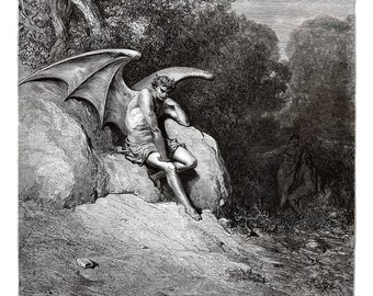 ルシファー堕天使の版画：ギュスターヴ・ドレの失楽園の絵画 - Etsy 日本