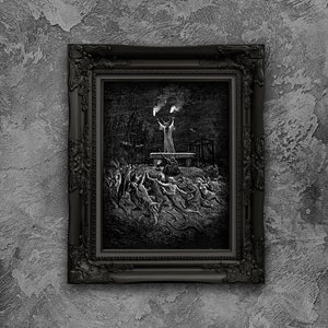 Sabbat door Gustave Dore. Gustave Dore-afdruk. Macabere kunstafdruk. Digitaal geremasterd. Niet ingelijst. Geen witte rand