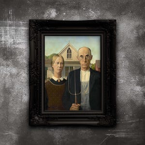 American Gothic Grant Wood Art Poster - Premium Matte Reproduction Wall Decor for Home
