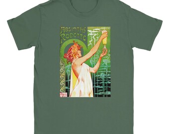 Absinthe Fairy T-Shirt - Art Nouveau Robette Graphic Tee - Vintage Aesthetic Apparel - Boho Witchy Clothing - Unique Gift for Art Lovers