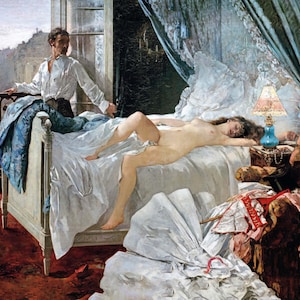Rolla by Henri Gervex - Romantic Couple Art Print on Premium Matte Paper. Unframed