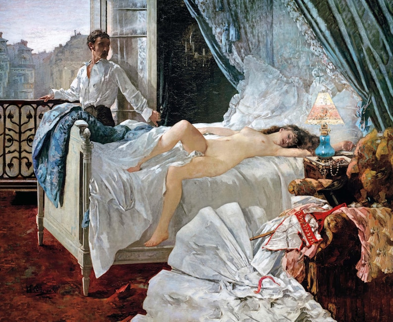 Rolla by Henri Gervex - Romantic Couple Art Print on Premium Matte Paper. Unframed