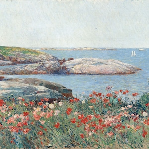 Dipinto di papaveri - Paesaggio marino delle isole Shoals di Childe Hassam, stampe su tela e carta