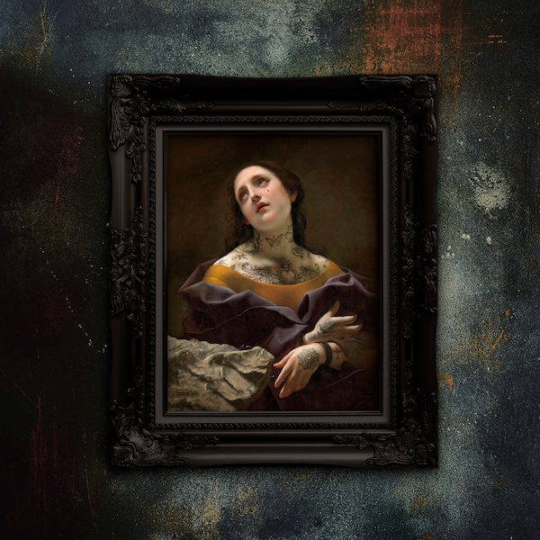 Tattooed Girl Art Print: Vintage Baroque Altered Art Poster